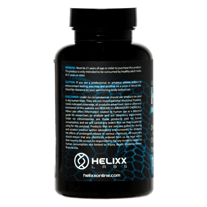 A photo of Ibutamoren (Mk677) description on a bottle of SARMs sold by Helixx Online